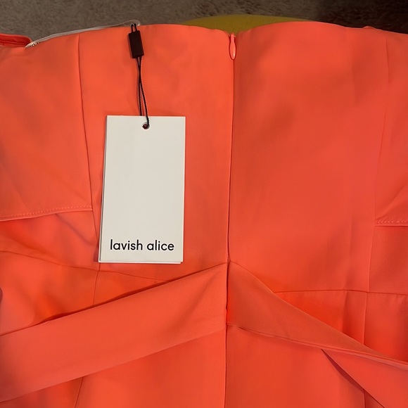 NWT Neon Orange Lavish Alice Halter Dress - Picture 8 of 8